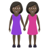 👭🏿 women holding hands: dark skin tone display on JoyPixels